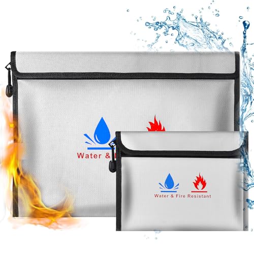 Feuerfeste Tasche Dokumententasche - 2 Set Feuersichere wasserdichte...