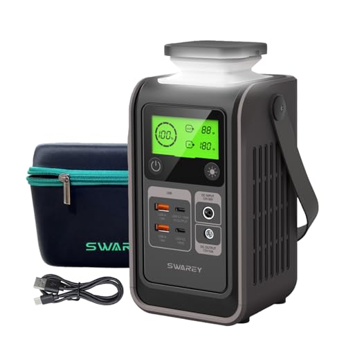 SWAREY Tragbare Powerstation, 192Wh LiFePO4 Akku Powerbank, 140W...