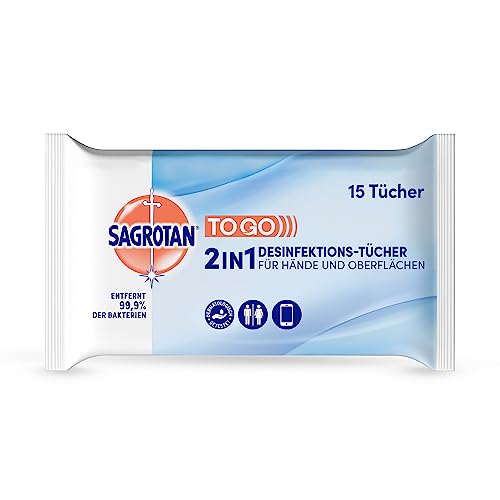 Sagrotan 2in1-Desinfektionstücher – Zum Desinfizieren von Händen...