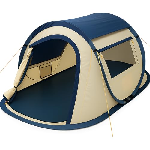 CampFeuer Zelt Quiki für 2 Personen | Creme/Blau | Wurfzelt Aufbau in...