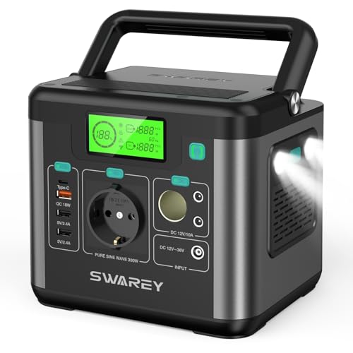 SWAREY Tragbares Powerstation, 222Wh Solargenerator, 300W (Spitze...