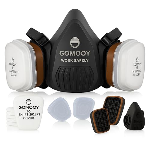 Gomooy Atemschutzmaske Gasmaske Doppelfilter | NEU DESIGN 8 ERSATZ...