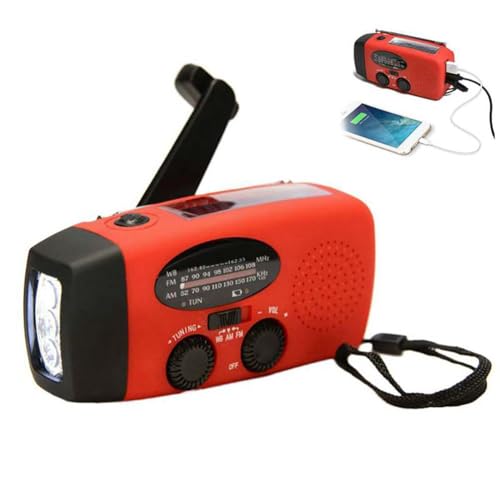 Kurbelradio mit Solar und LED Taschenlampe, Handkurbel Dynamo...