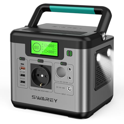SWAREY Tragbare Powerstation 518Wh, Solargenerator mit...
