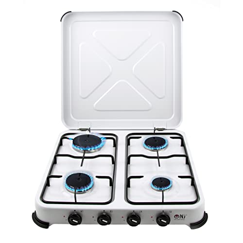Gaskocher 4 flammig Campingkocher Gas Kocher 5,5 KW mit Deckel Gasherd...