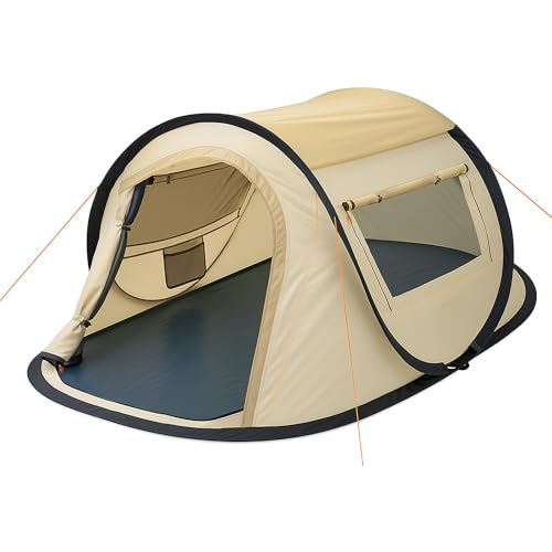 CampFeuer Zelt Quiki für 2 Personen | Creme/Beige | Wurfzelt Aufbau...