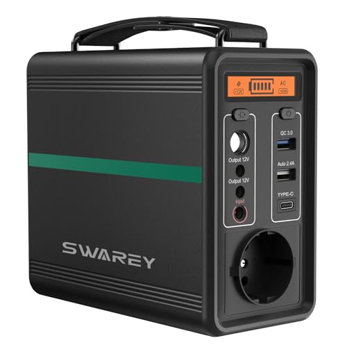 SWAREY Tragbare Powerstation 166Wh, 230V AC, 2 DC Port, USB-C PD 30W,...