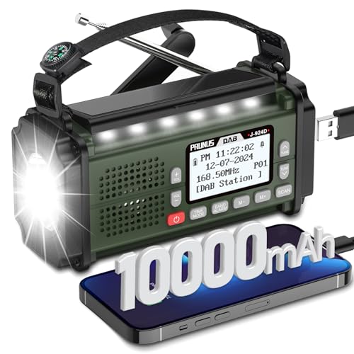 PRUNUS J-924 Digital Radio DAB+/UKW, Kurbelradio Notfall mit 10000mAh...