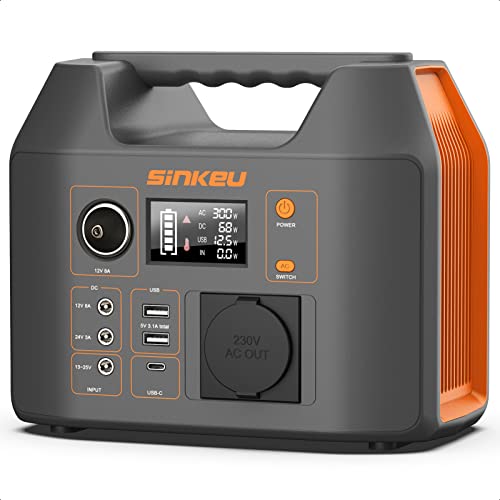 SinKeu Tragbare Powerstation 296WH, Solar Generator mit 230V 300W...