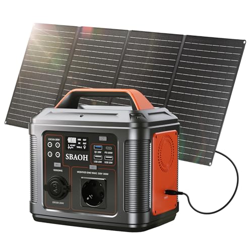 Tragbare Powerstation mit 60W Solarpanel, SBAOH 296Wh Solargenerator...