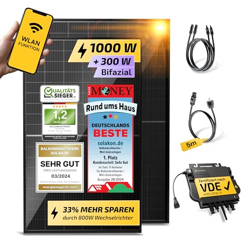 Solakon® 1000W Balkonkraftwerk - Balkonkraftwerk 800W komplett...