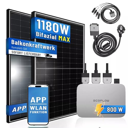 PIANETA Balkonkraftwerk BIFACIAL 1180W/800W Solaranlage mit 800W...