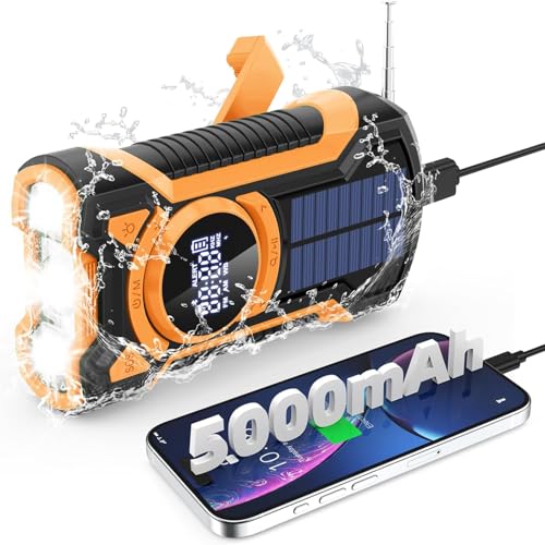 Notfall Radio mit Handkurbel, 5000mAh Batterie Kurbelradio mit...