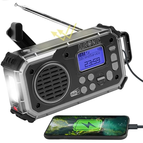 Duronic SDAB1 Kurbelradio, Tragbares Solar Notfall DAB FM Radio mit...
