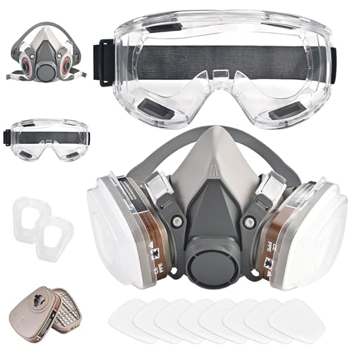 Faburo Atemschutzmaske Staubschutzmaske Gasmaske mit 1 Schutzbrille,...