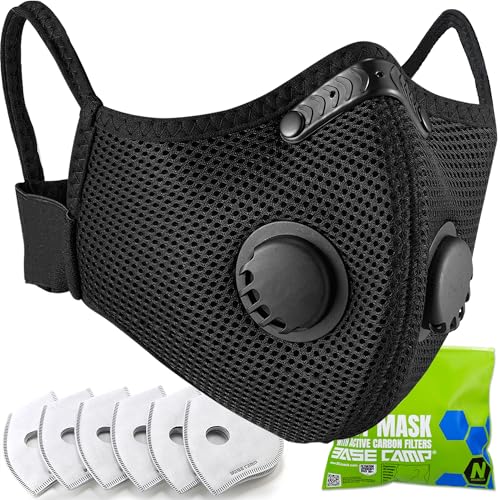 BASE CAMP M Plus FFP2 NR Staubmaske mit 6 Aktivkohlefiltern –...