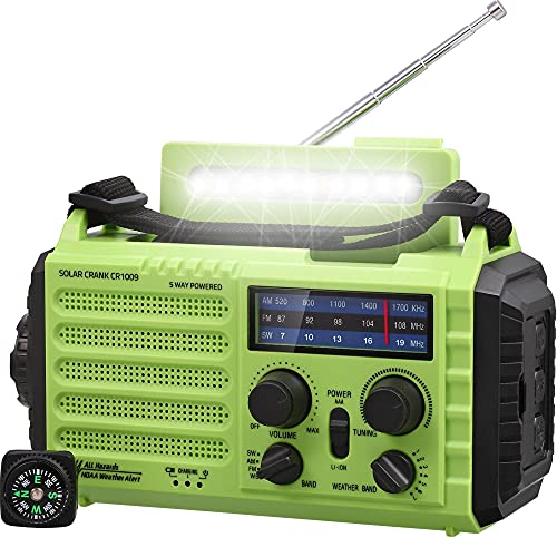AM/FM/SW Baustellenradio Kurbelradio, Tragbares 5-Wege Wetter Solar...
